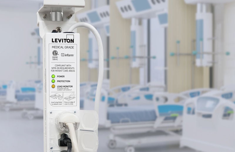 Medical Grade Power Strip with Inform in a Hospital Room